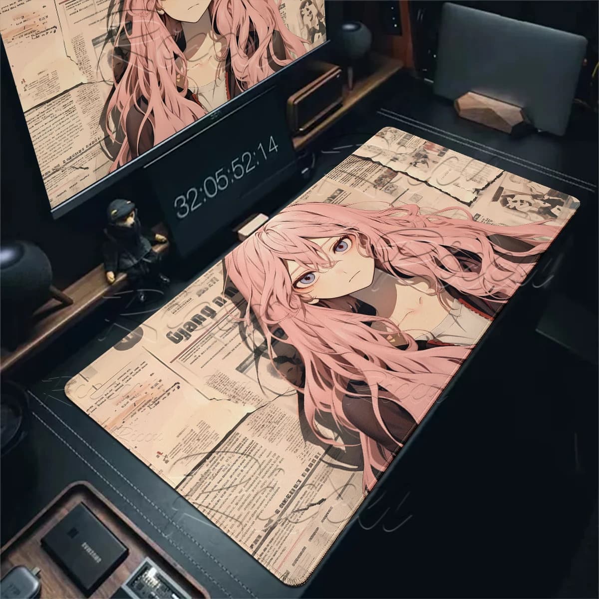 XXL Mouse Pads Gaming Newspaper Style Mouse Mats Premium Anime Girl Mousepad Professional E-Sports Gamer Rubber Rug Keyboard Mat