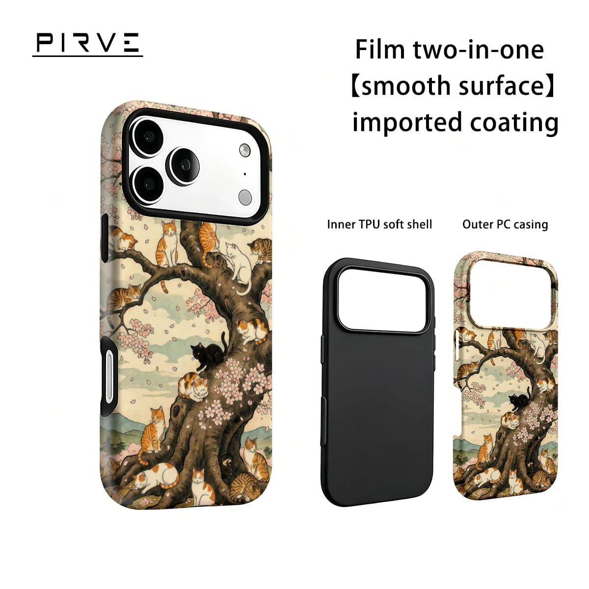 Sakura Tree Cats For IPhone18 17 Must-Haves Phone Case For IPhone 17 15 14 13 16 Pro Max Plus Double-Layer Tough Case