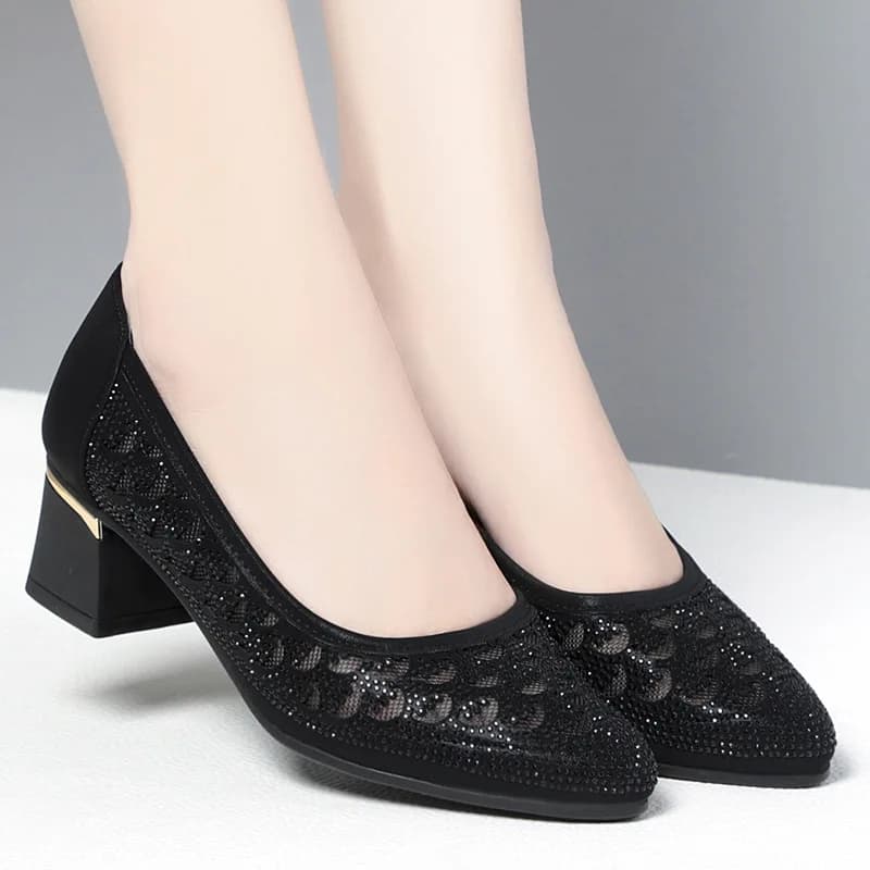 CINESSD 2023 Summer Fashion Pumps Cut-out donna Crystal Casual Ladies Shoes tacchi alti Tenis Feminino sandali in vera pelle