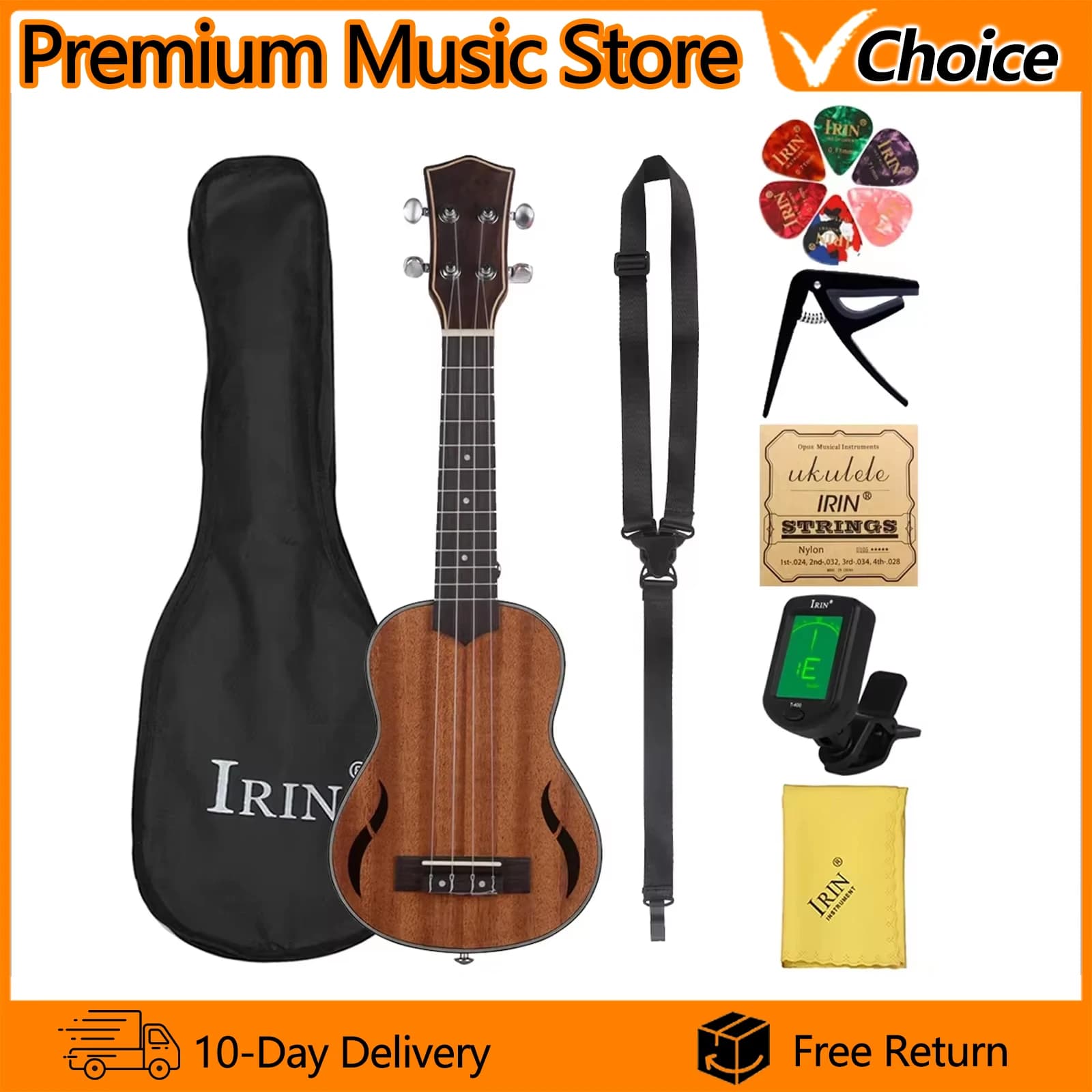 21 Pollici Ukulele 4 Corde Chitarra Hawaiana Mogano Mini Guitarra Ukulele Con Borsa Corde Accordatore Capotasto Ukulele Accessori Per Chitarra