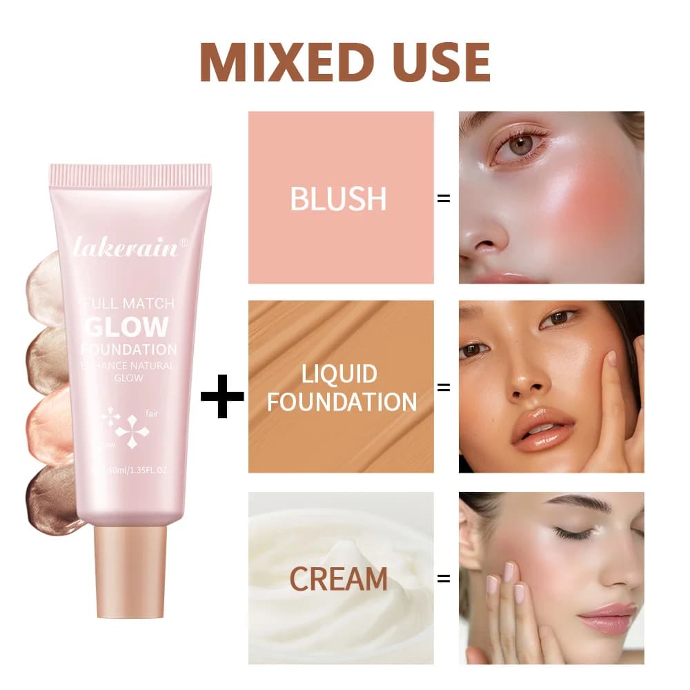 Fondotinta liquido idratante a 4 colori Base leggera naturale a lunga durata Illuminatore multiuso Evidenzia crema