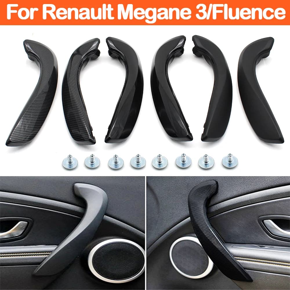 Maniglia per porta anteriore sinistra destra interna nera in fibra di carbonio per Renault Megane 3 MK3 Fluence 2008-2016 809540001 R. R. 809600007 R. R.