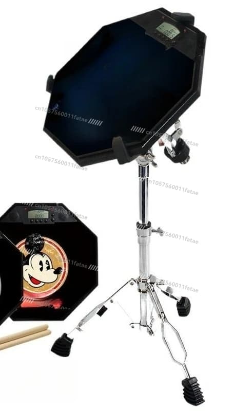 Set di metronomo per pad per batteria muto da 12 pollici Set di metronomo per pad per batteria Supporto per esercizi per sub-tamburo Percussioni elettroniche