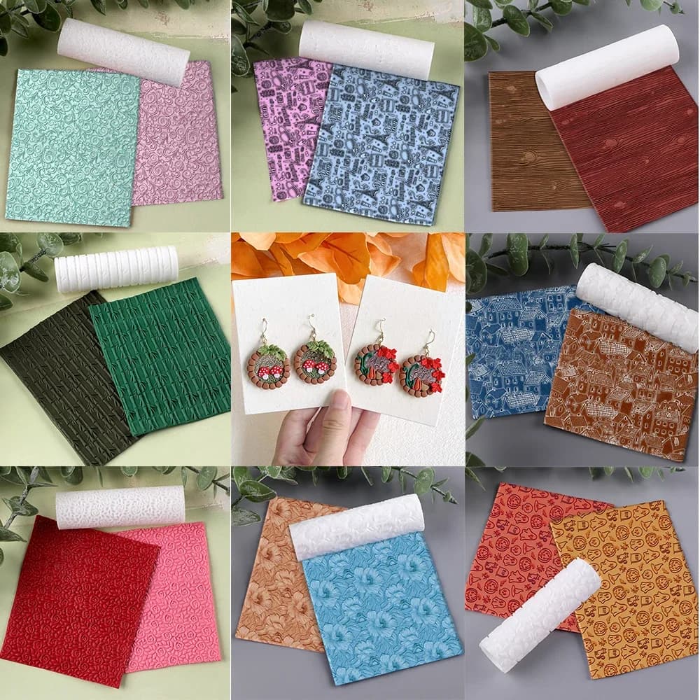 Bamboo Building Halloween Ghost Floral Polymer Clay Seamless Texture Roller Mold Creative Earrings Clay Mold Diy Earring Roller