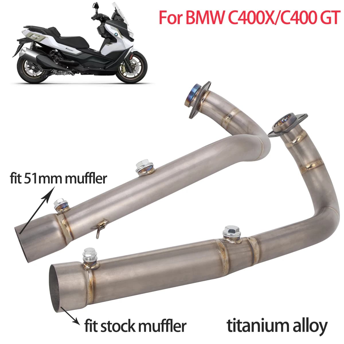 Motorcycle Exhaust Front Link Pipe Slip-on For BMW C400X C400GT 2019-2026 Motocross Escape Modified Header Link Pipe