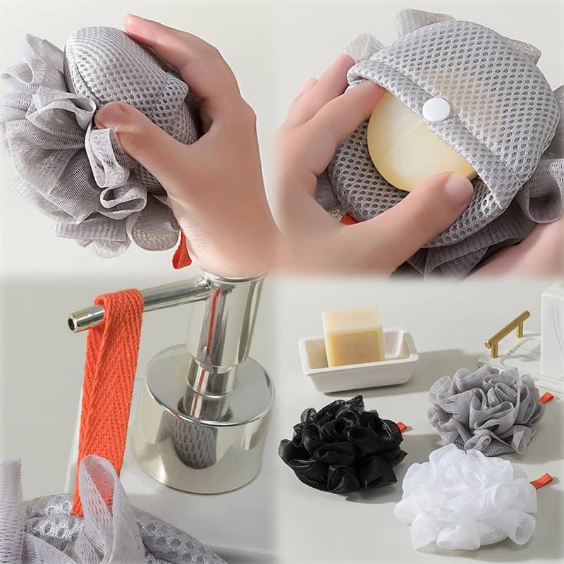 1 pezzo di palla da bagno in spugna morbida luffa - dispenser di sapone 2 in 1 e scrub per il corpo sfera da doccia esfoliante per il bagno per uomini e donne