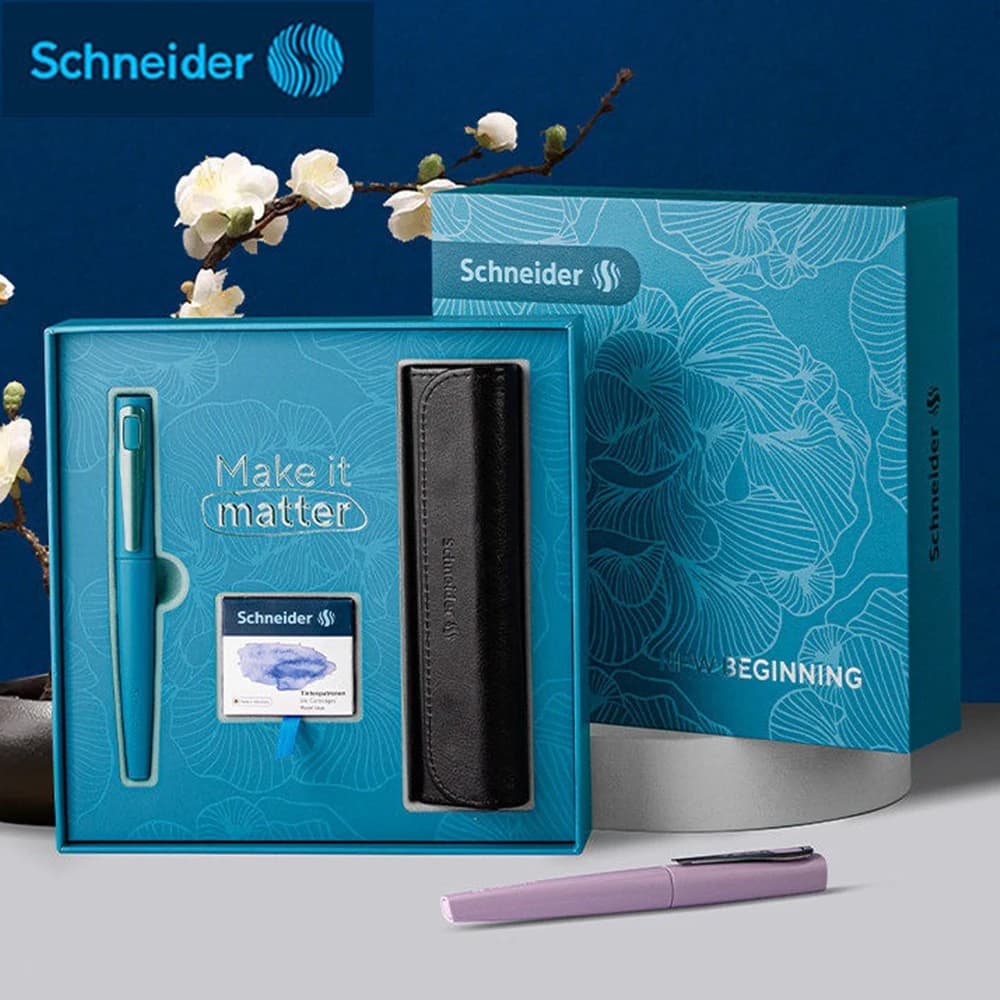 Schneider Fountain Pen Gift Box Set From Germany, Student F Tip 0.5mm Boys and Girls, for Writing Calligraphy Art Supplies