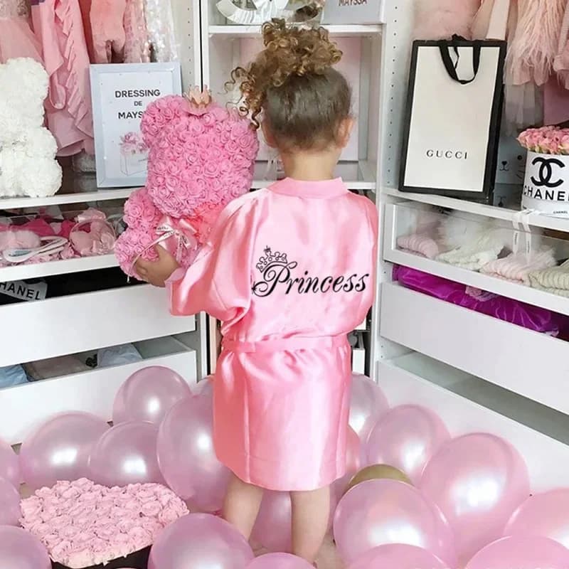 Accappatoio per bambini in raso di seta solido Kimono accappatoio compleanno pigiama camicia da notte bambini pigiameria ragazzo ragazze abiti 12 mesi-5 anni