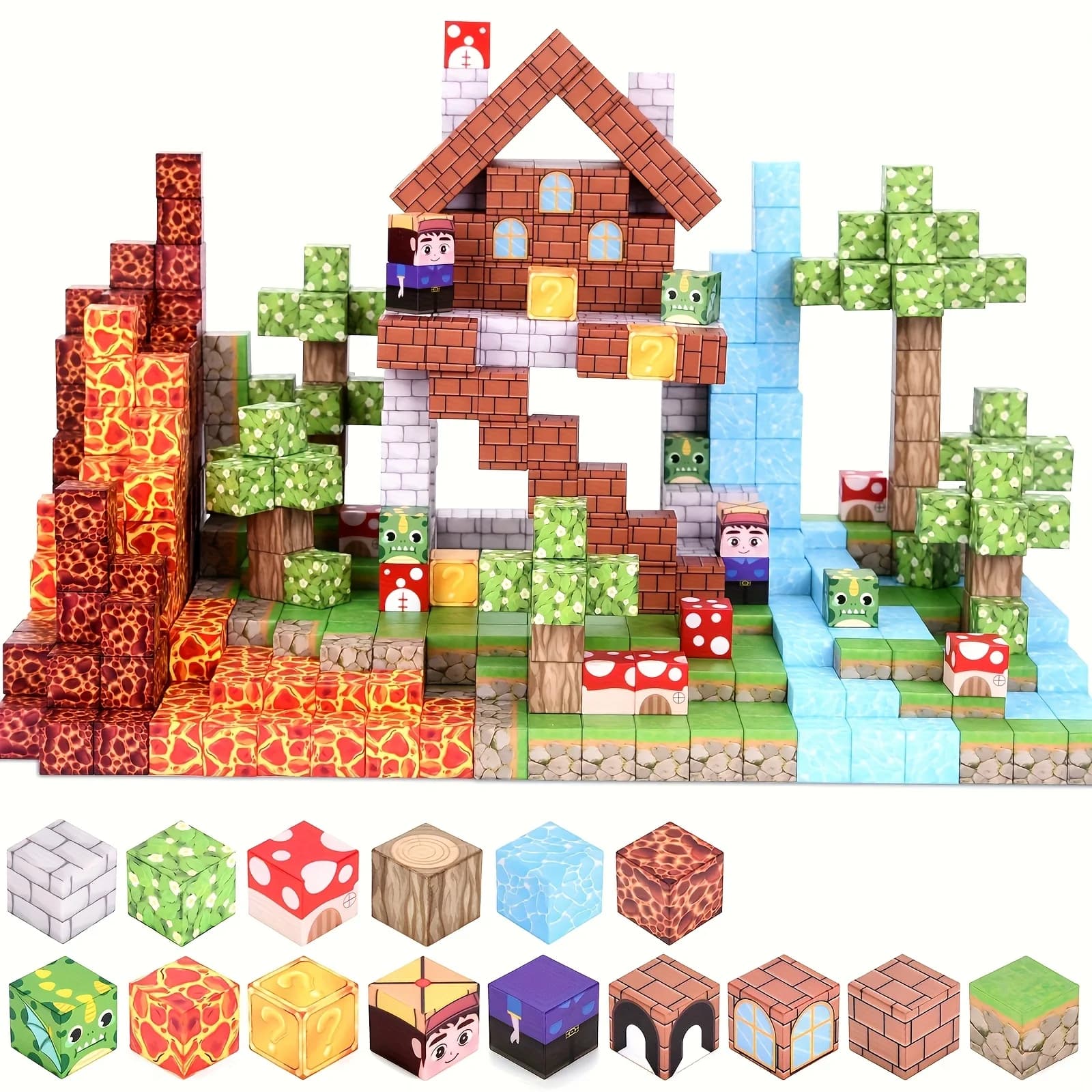 100 Pezzi Blocchi Magnetici da Costruzione, Gioco di Costruzione con Cubi Magnetici per Bambini, Regali di Natale e Compleanno per Ragazzi e Ragazze dai 3 Anni in Su