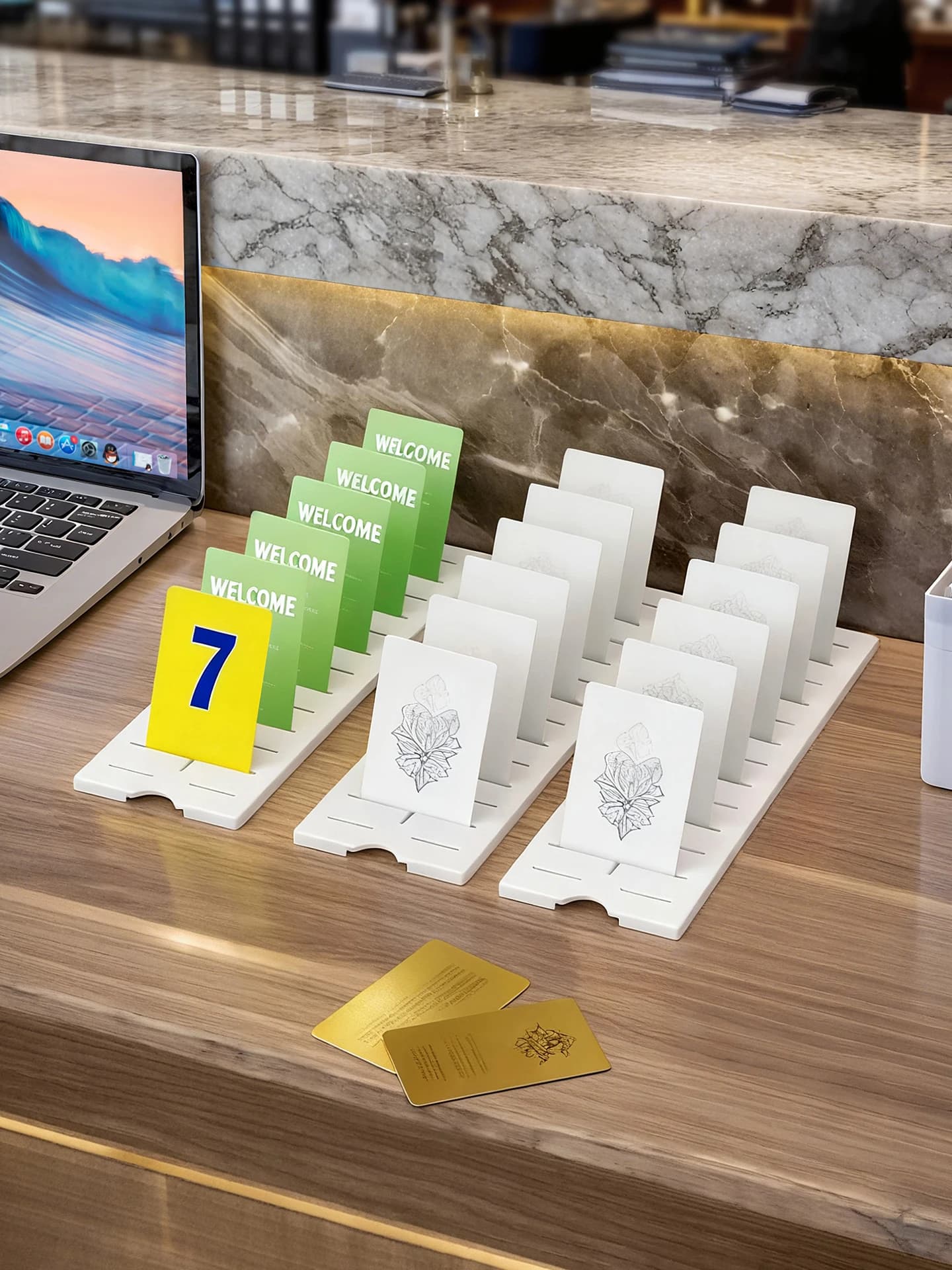 Scatola Porta Biglietti da Visita per Reception Hotel, Organizzatore Multi-scomparto per Pensioni e Alloggi Turistici, Porta Carte da Scrivania