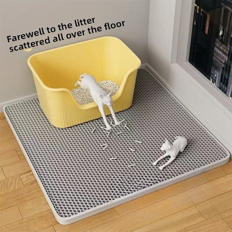 Double Layer EVA Cat Litter Mat Honeycomb Waterproof Urine Proof Kitty Litter Trapping Pad Foldable Cat Mat for Litter Box Floor
