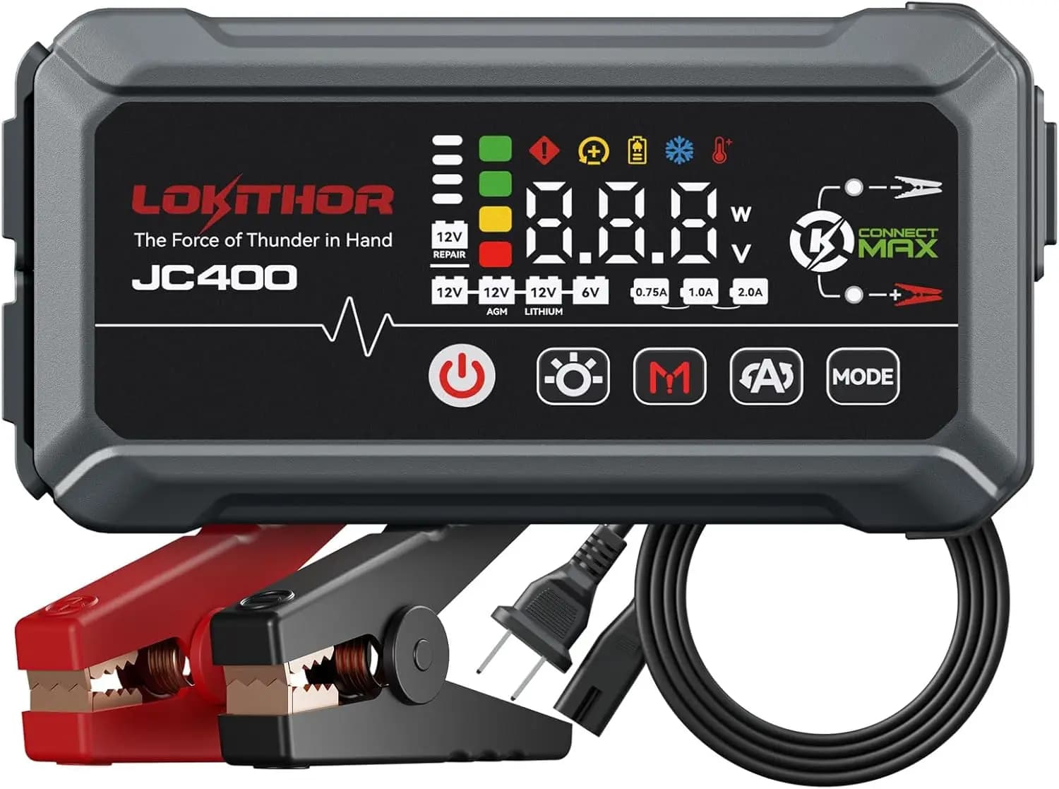 Caricabatterie e Avviatore d'Emergenza Portatile 9-in-1, 2500A 12V per Motori Benzina/Diesel, Mantenitore di Carica