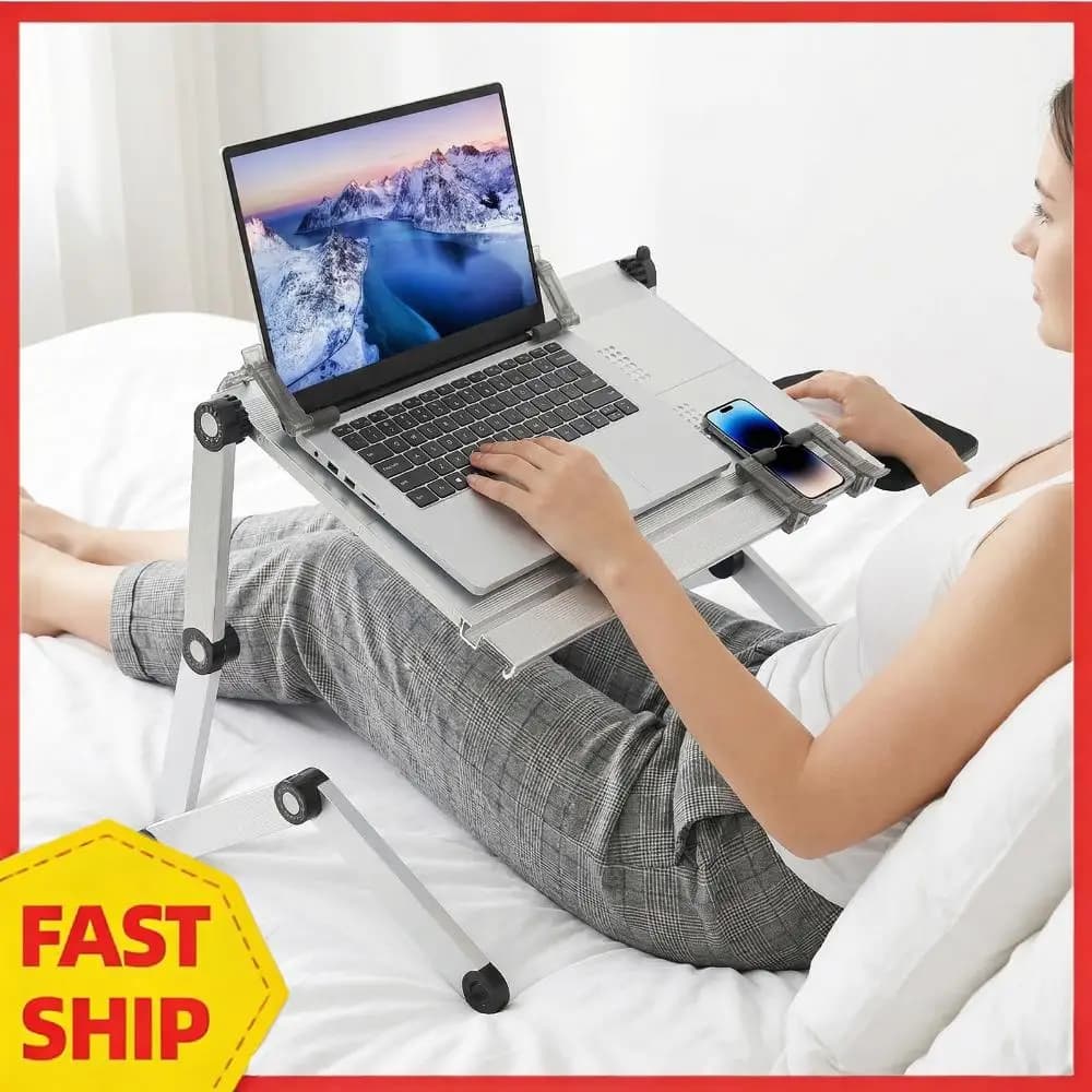 Supporto per Laptop da Letto Regolabile in Altezza, Pieghevole, per Divano, Letto e Pavimento