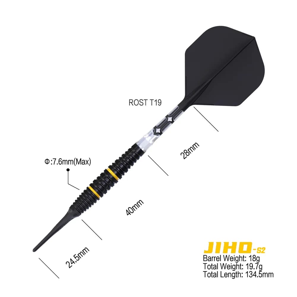 CUESOUL JIHO S2 Set di freccette con punta morbida al 90% al tungsteno da 18/19 g con rivestimento in titanio