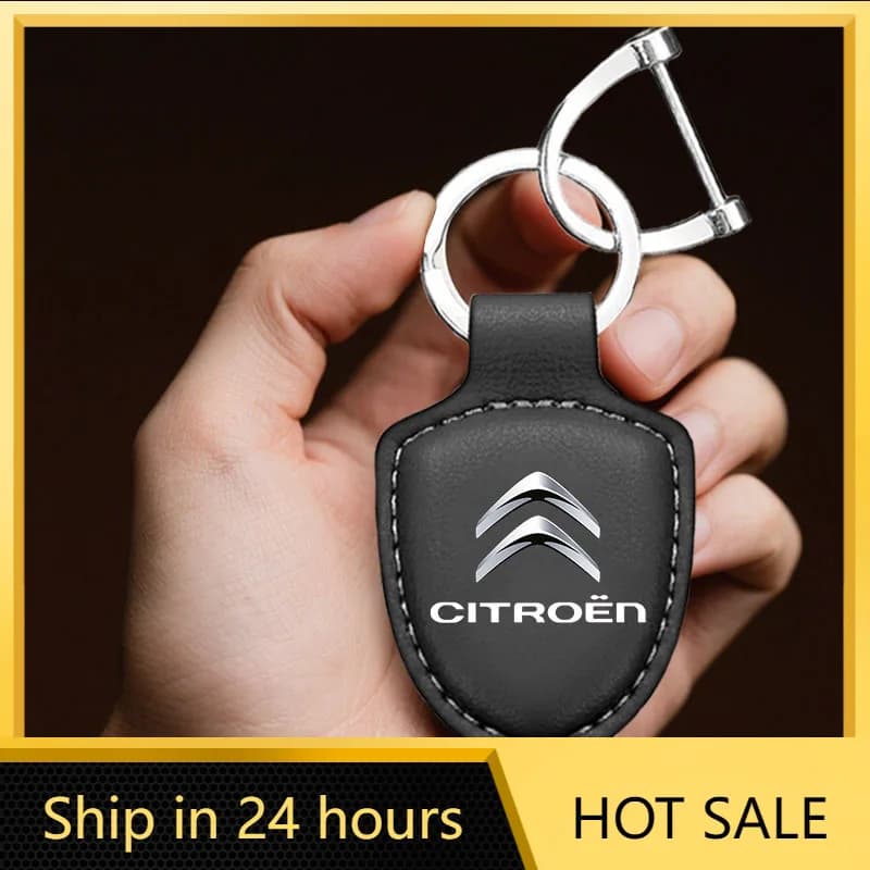 Car Sticker Car Keychain Holder Shield Leather Key Ring Chain Pendant Gifts For Citroen C1 C2 C4 C5 C3 C8 Berlingo Xsara Picasso