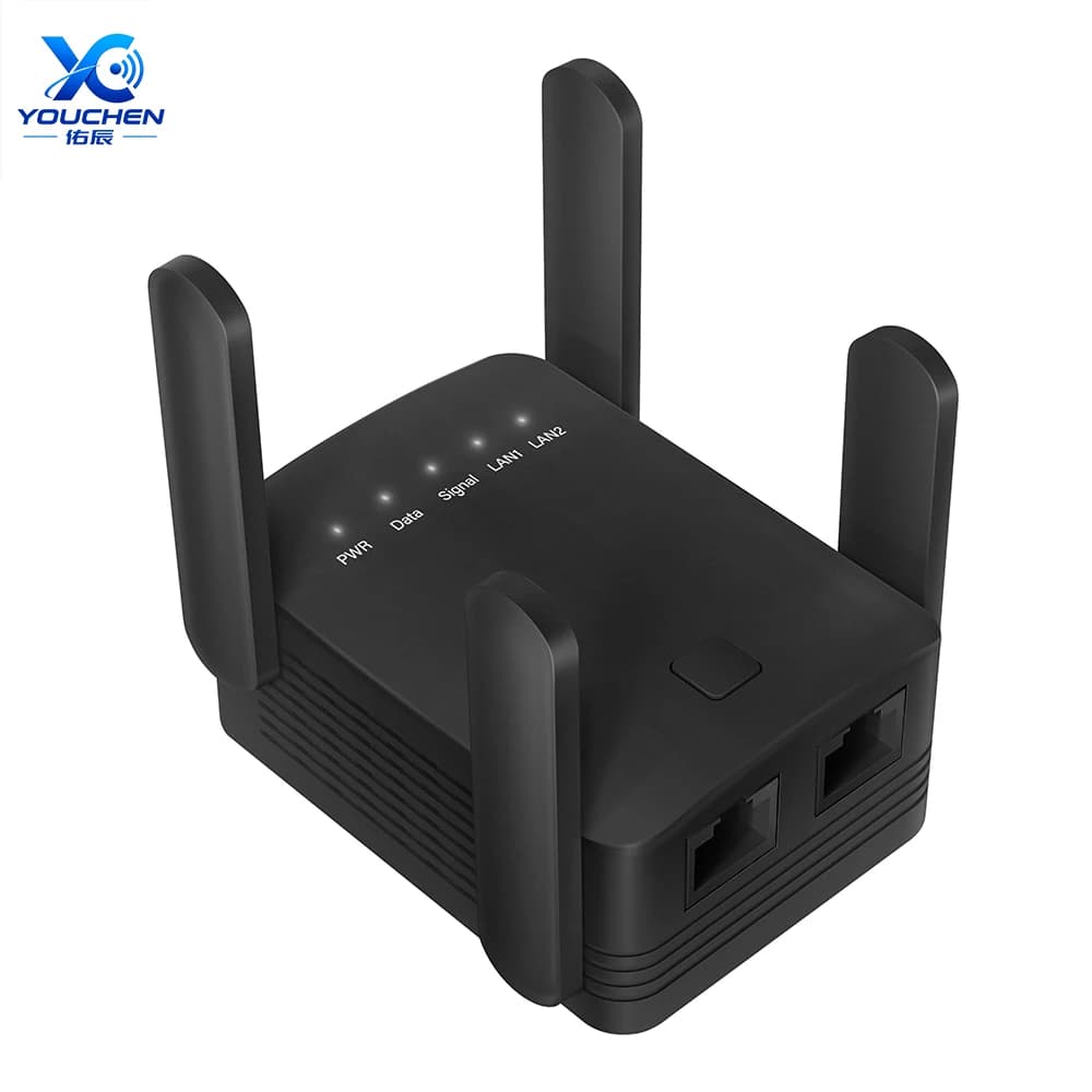 WiFi Repeater 300Mbps Router Black WiFi Extender Amplifier 2.4GHz Wi-Fi Signal Booster Long Range Network WiFi Booster Wireless