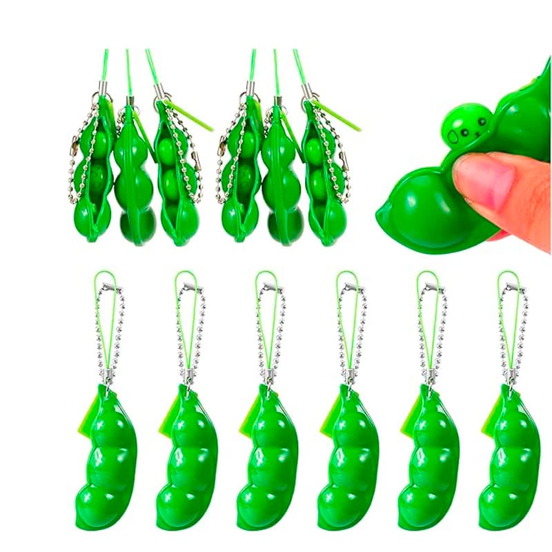 3PCS Spremere Fagiolo Portachiavi Fidget Piselli Regali per Adolescenti Ragazzi Ragazze Bambini Adulti Ansia Alleviare Lo Stress Giocattoli Bomboniere Forniture
