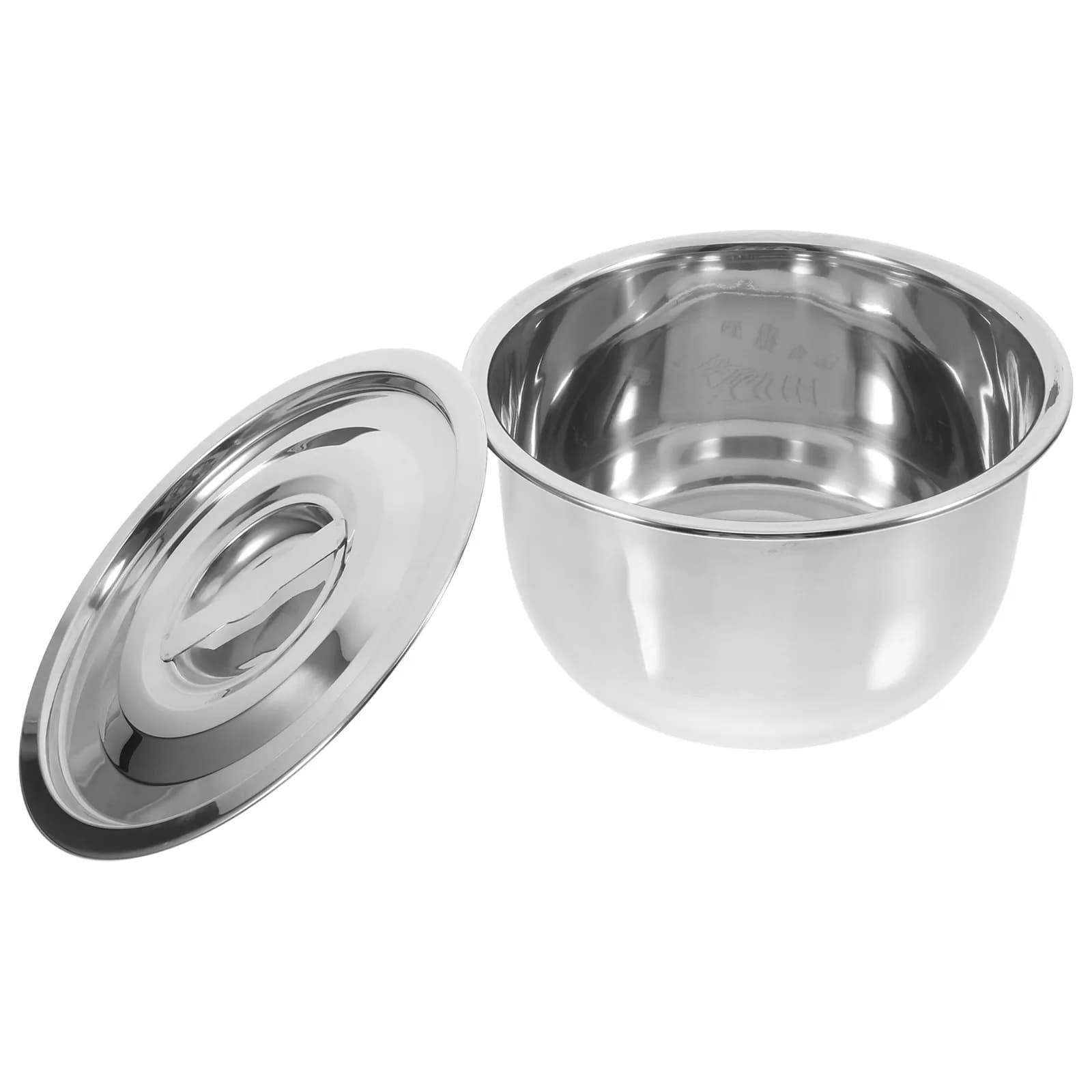 Ciotola per Mescolare in Acciaio Inox 20Cm, Pentola per Zuppa con Coperchio Ermetico, Contenitore per Conservazione Alimenti, Servizio Insalata, Preparazione Pasti, Utensile da Cucina