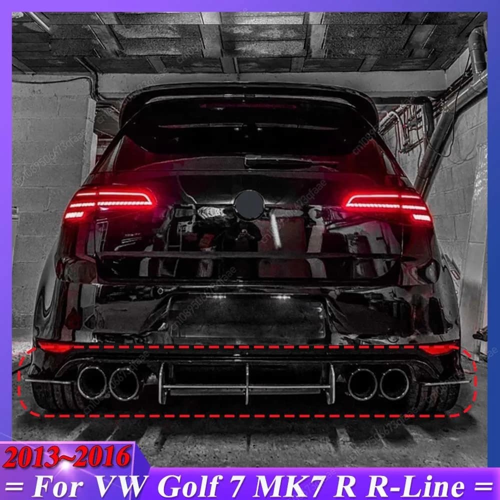 For Volkswagen VW Golf 7 MK7 R R-Line 2013-2016 3 Fins Car Rear Bumper Diffuser Tail Apron Flaps Side Splitters Body Kits Tuning