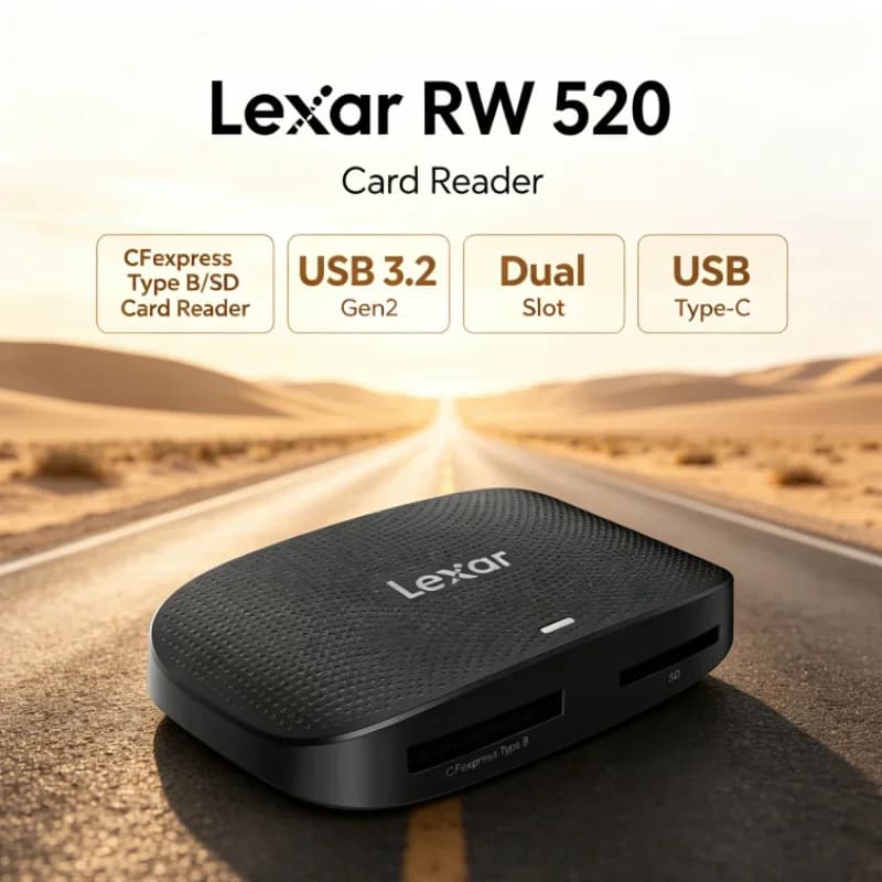Lexar RW520 Memory Card Reader High Speed CFexpress Type B SD Card Reader USB 3.2 Gen 2 8K RAW for Video Transfer