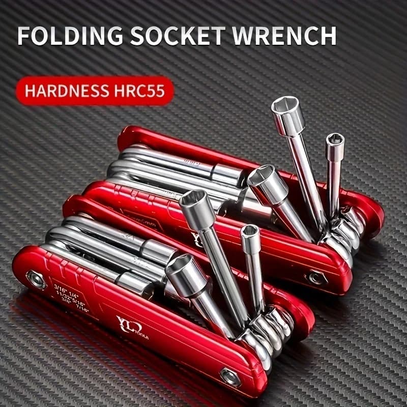 Portable Sleeve Tool Combos Set, Folding Socket Wrench, Multifunction Household Tools, Outdoor, 6 Plumbing Wera tools Work tools