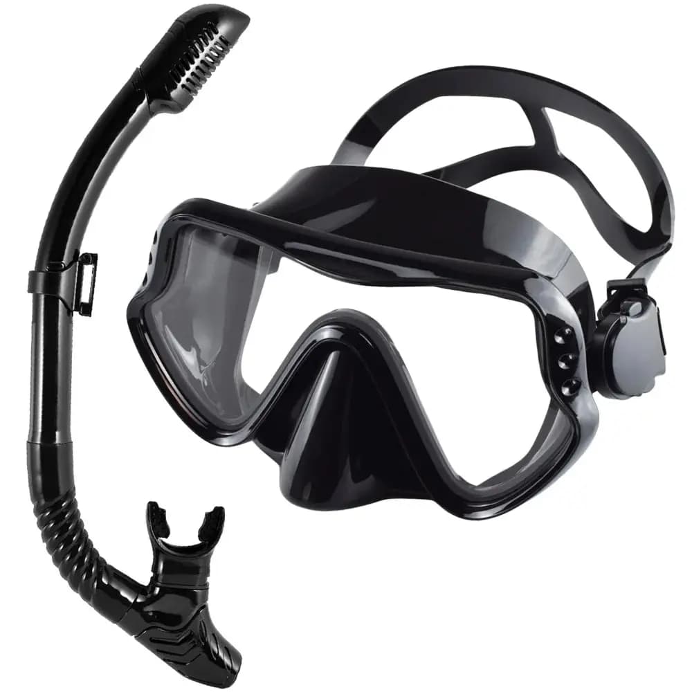 Dry Snorkeling Set Adult Sub Mask Tempered Glass Snorkeling Equipment Professional Panoramic Snorkeling Kit for Swimming Training