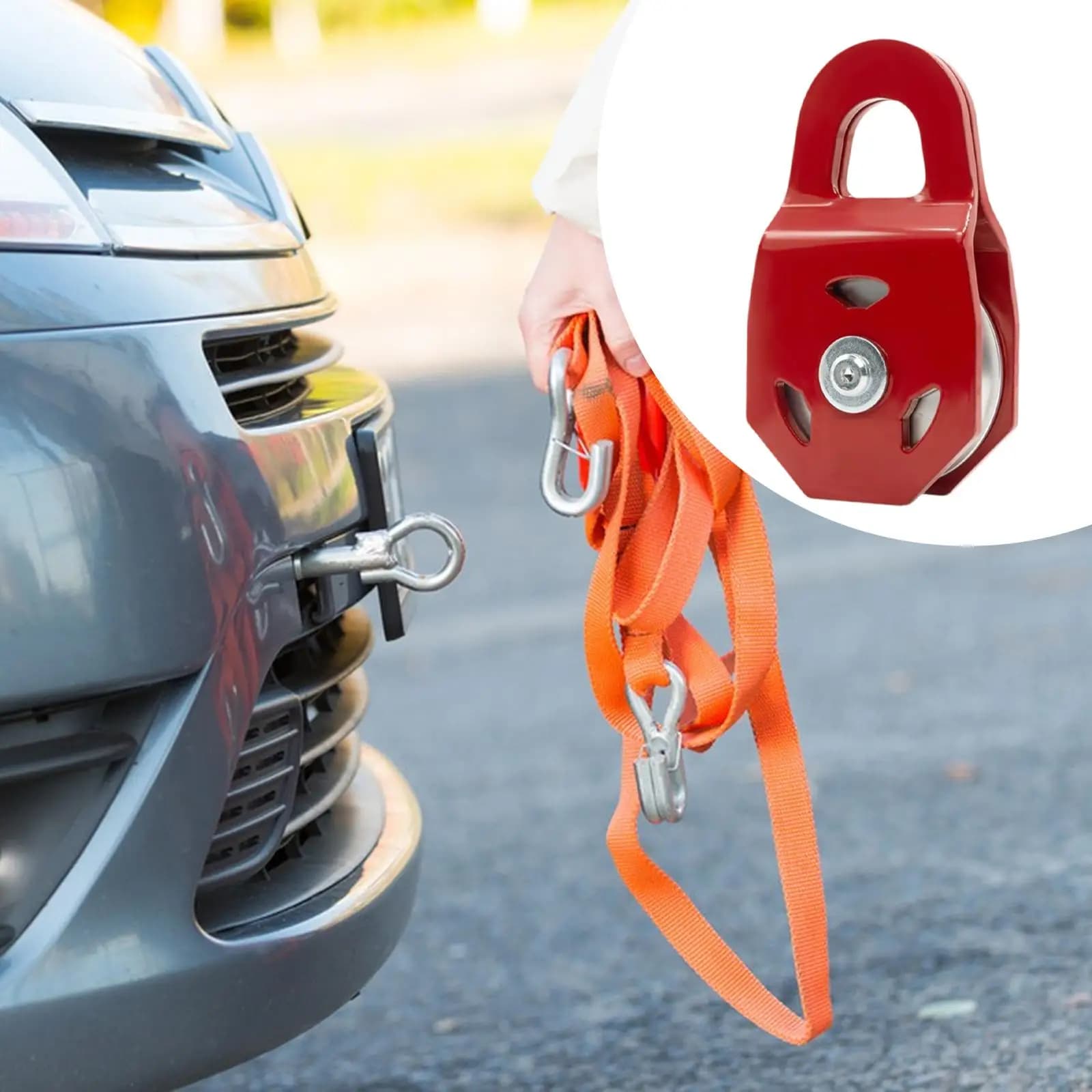 8 Ton Winch Snatch Block Pulley Metal Heavy Duty Towing Pulley Rope Steel Cable for Tractor Truck Marine Agricultural Use
