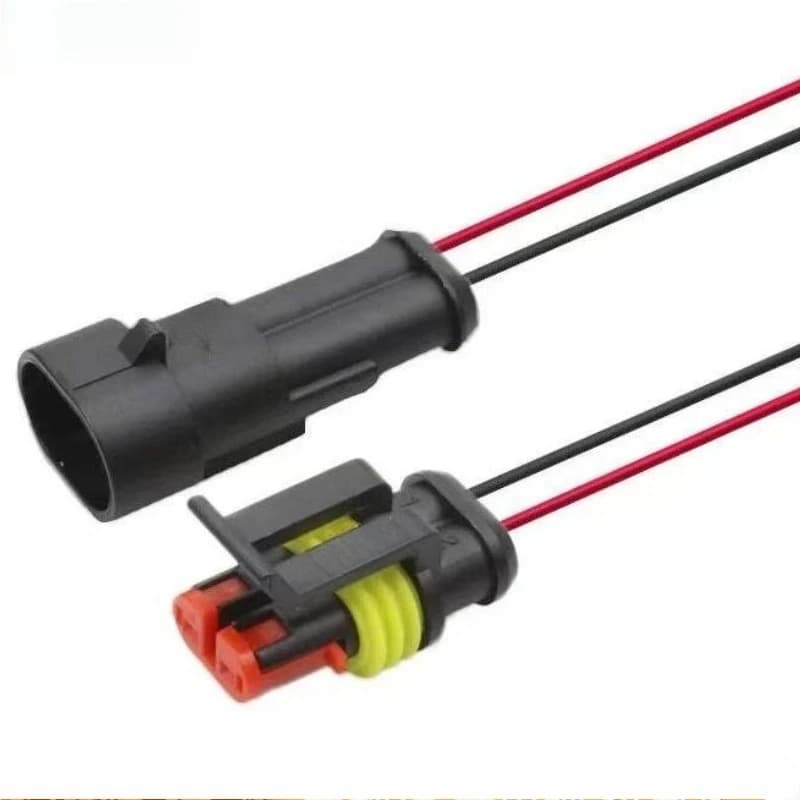 Set di 2 Connettori Elettrici Impermeabili a 2 Vie, Maschio e Femmina, con Cavo e Cablaggio per Auto e Moto