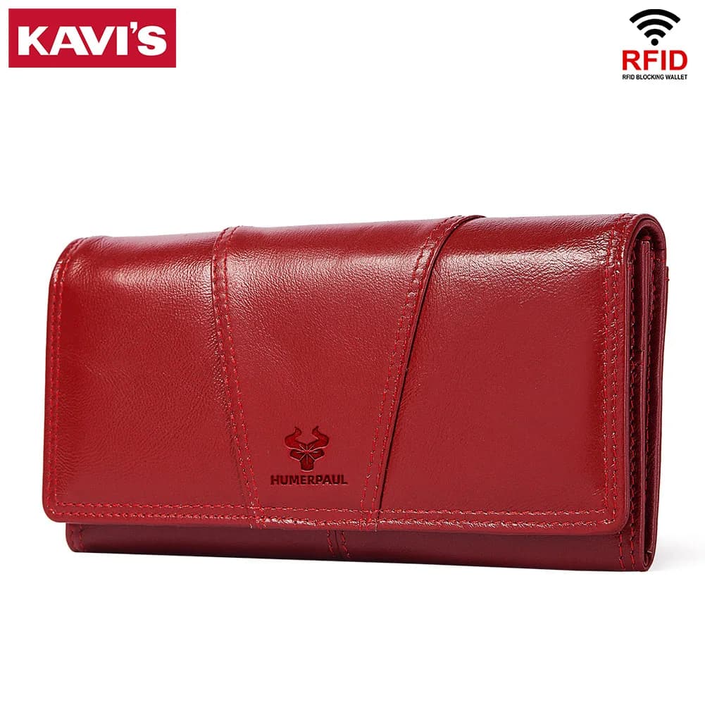 Portafoglio lungo da donna alla moda Pochette in vera pelle con tasca per telefono Borse porta carte RFID da donna Mutifuctiona