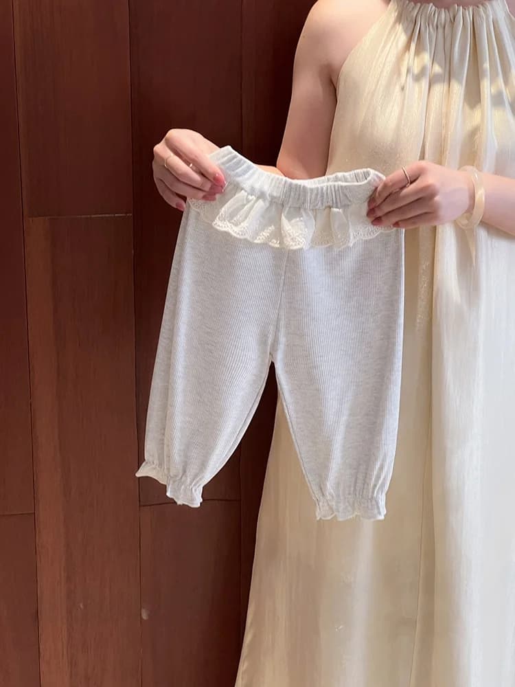 Pantaloni Lunghi in Seta Ghiaccio Anti-Zanzare per Bambine, Nuovo Stile Estivo Sottile, Abbigliamento Outdoor per Bambini, Versatili a Vita Alta e Gamba Larga