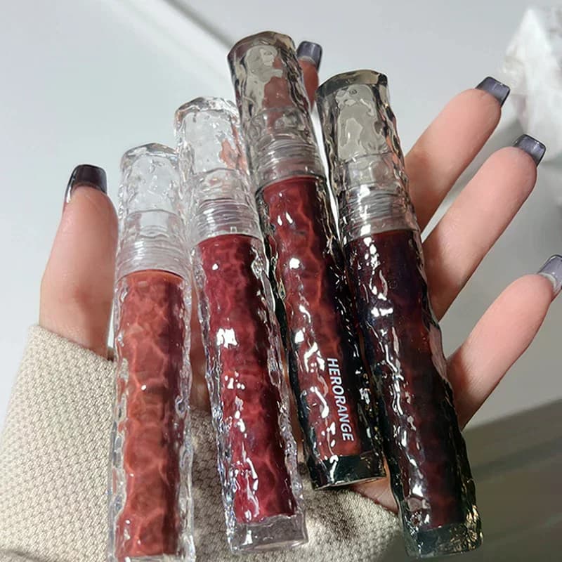 1Pc HERORANGE Glacier Rock Mirror Water Glazed Lip Glaze idrata e nutre, formando una pellicola che non sbiadisce facilmente
