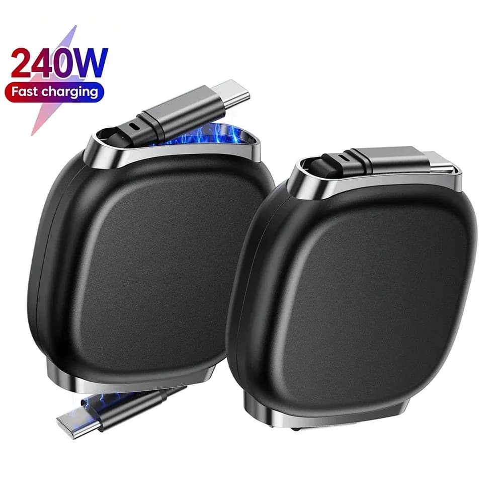 Cavo di ricarica rapida USB-C a Type-C da 240W, singolo connettore, telescopico per auto, cavo dati USB Type-C per iPhone 15 16 17, per Samsung, per laptop