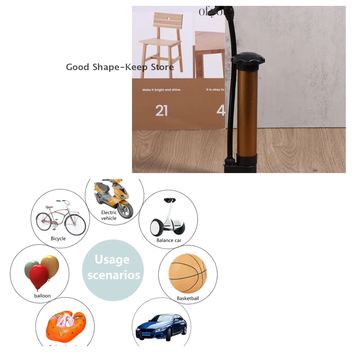 1PC Pompa da bicicletta portatile 80 PSI Bici Pompa di aria manuale Palloncino Gonfiatore per pneumatici Valvola Schrader Pompa da pavimento Accessori per ciclismo