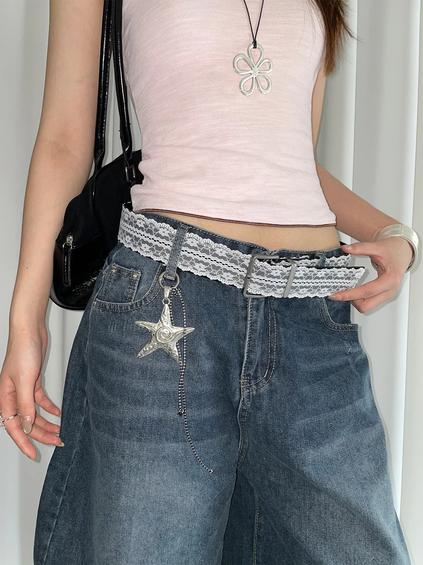 Cintura in pizzo alla moda, design unico, adatta alle donne per abbinarla a gonne e jeans