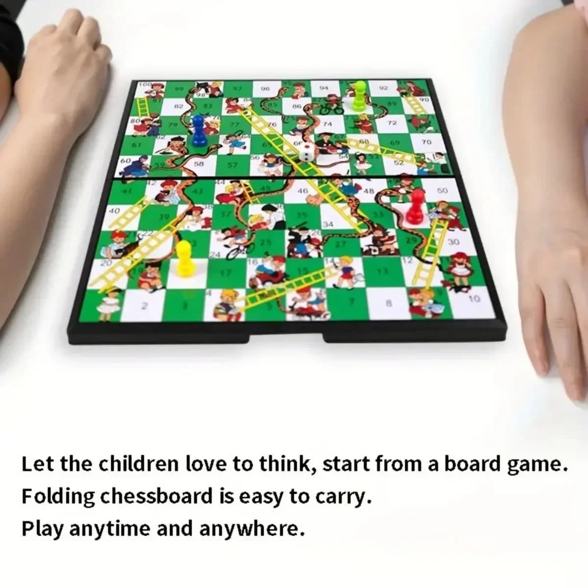 1Set Scala del serpente Giocattoli educativi per bambini Interessante gioco da tavolo Set Gioco da tavolo per famiglie con scacchiera volante portatile