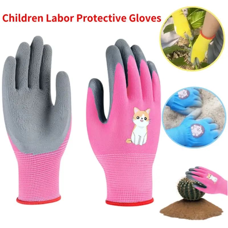 Guanti protettivi da lavoro divertenti per bambini dei cartoni animati Guanti da giardinaggio per tirare l'erba Guanti in lattice antiscivolo resistenti all'usura ispessiti