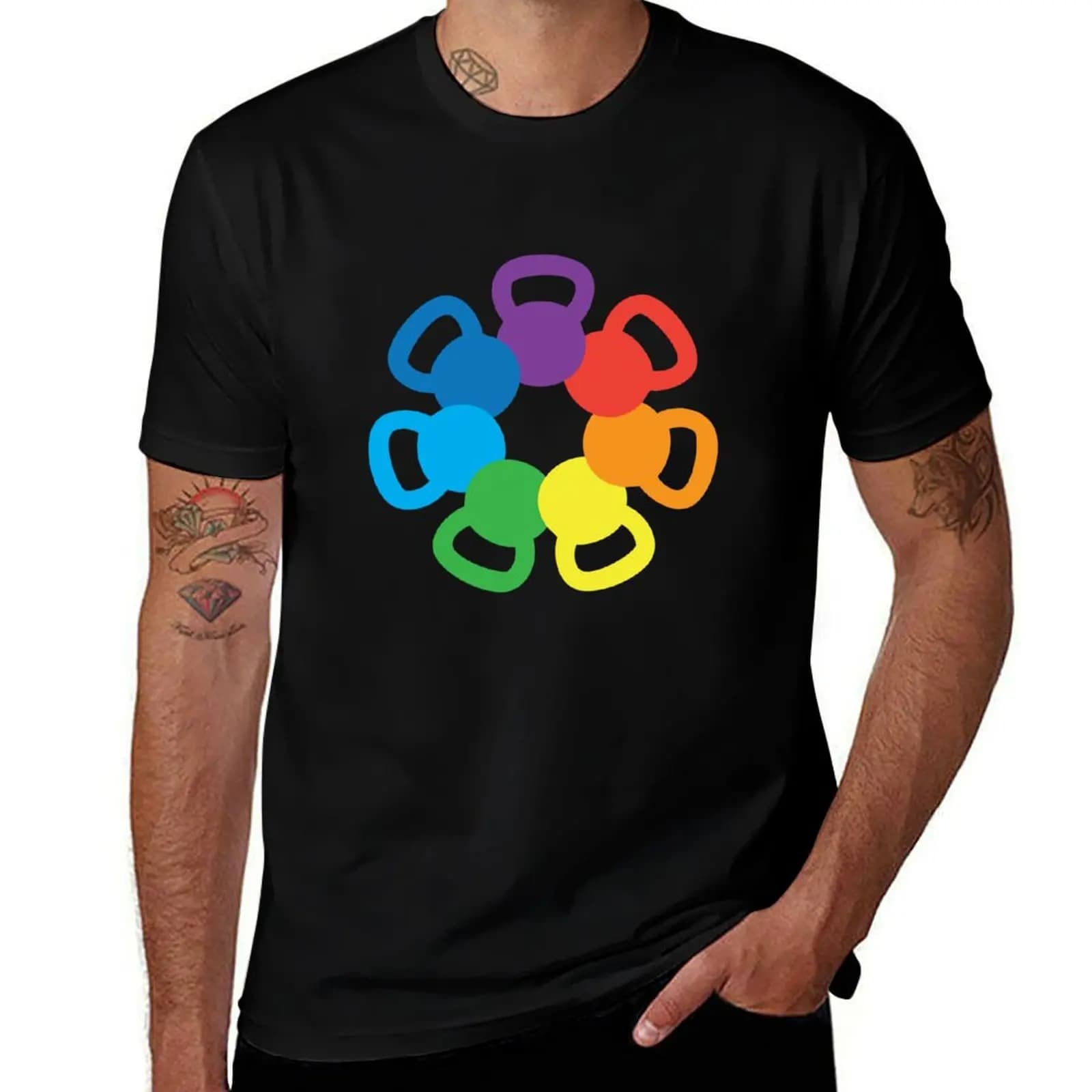 Rainbow Kettlebell T-shirt, short sleeved top for casual everyday use