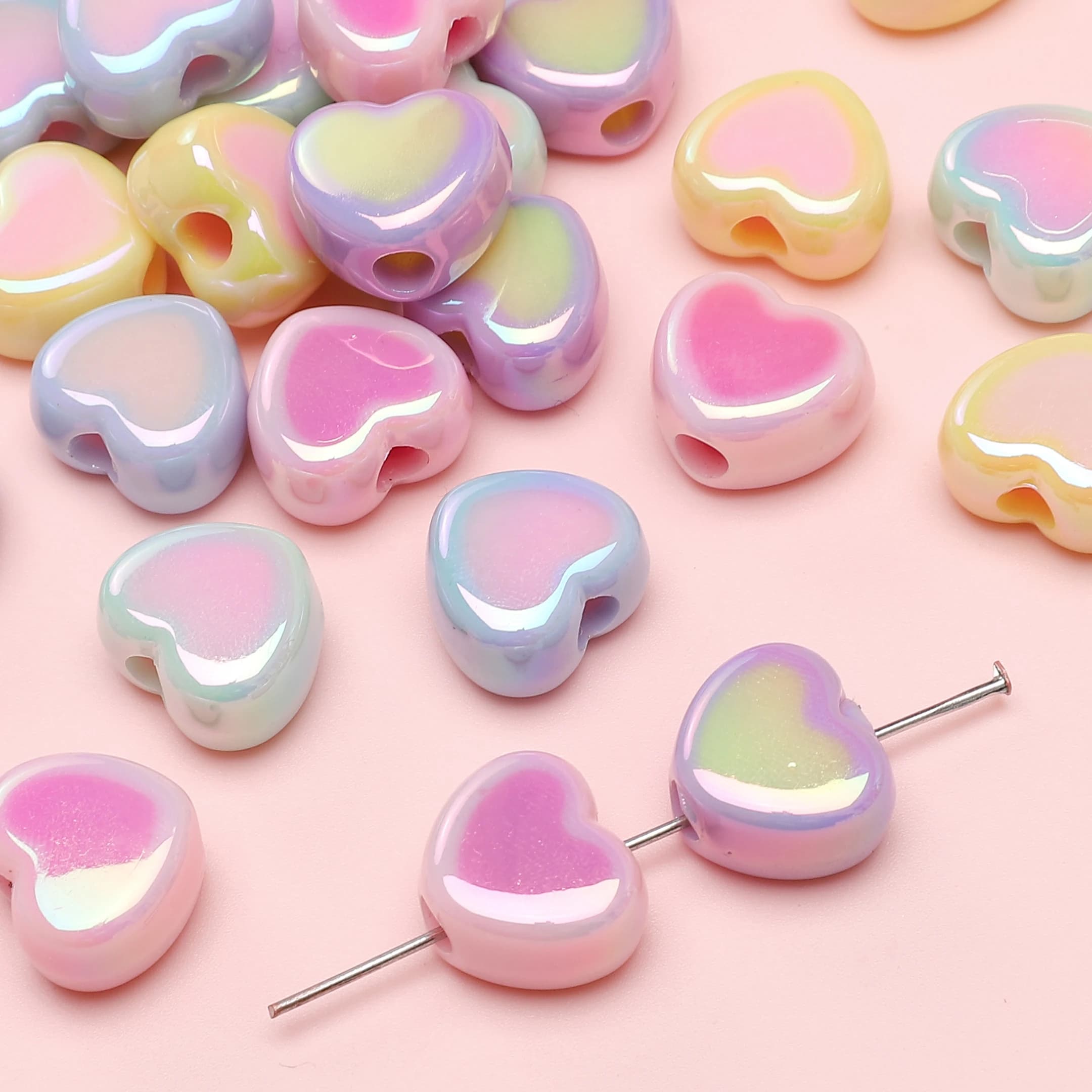 15x13mm 5 pezzi perline a forma di cuore distanziatore acrilico perline sparse per creazione di gioielli fai da te braccialetto collana accessori per catena del telefono