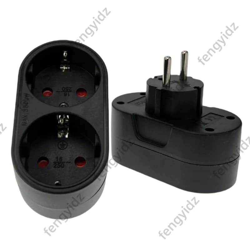 Adapter Converter Outlet Conversion Socket EU Power Travel 16A 250V AC Safety Door 1 to 2 Way European French Electrical Plug BK