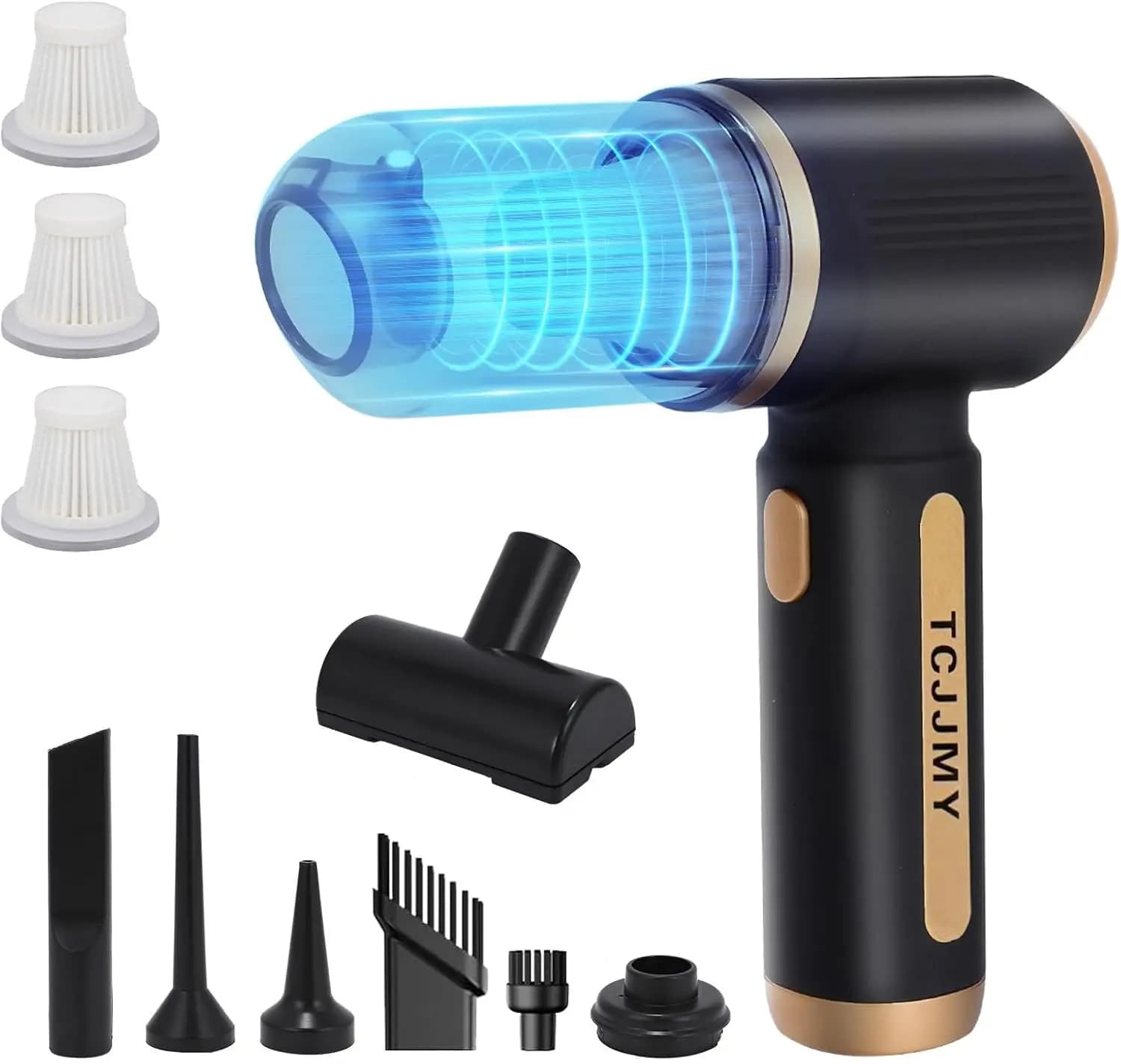 Aspirapolvere per auto senza fili 4 in 1, portatile potente 14000PA con spolverino e gonfiatore, ricaricabile per auto e casa, 4000 mAh, lavabile