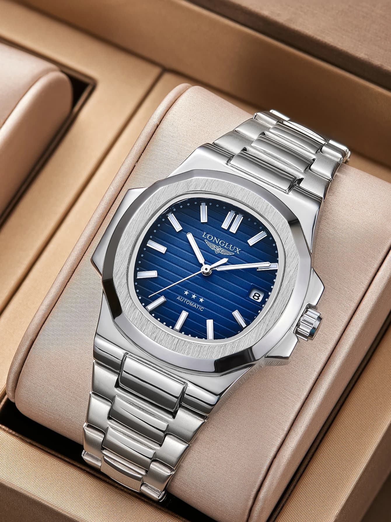Orologio automatico da uomo con data aziendale, orologi meccanici, impermeabile, in acciaio inossidabile, luminoso, di lusso, orologio da uomo, regalo per fidanzato