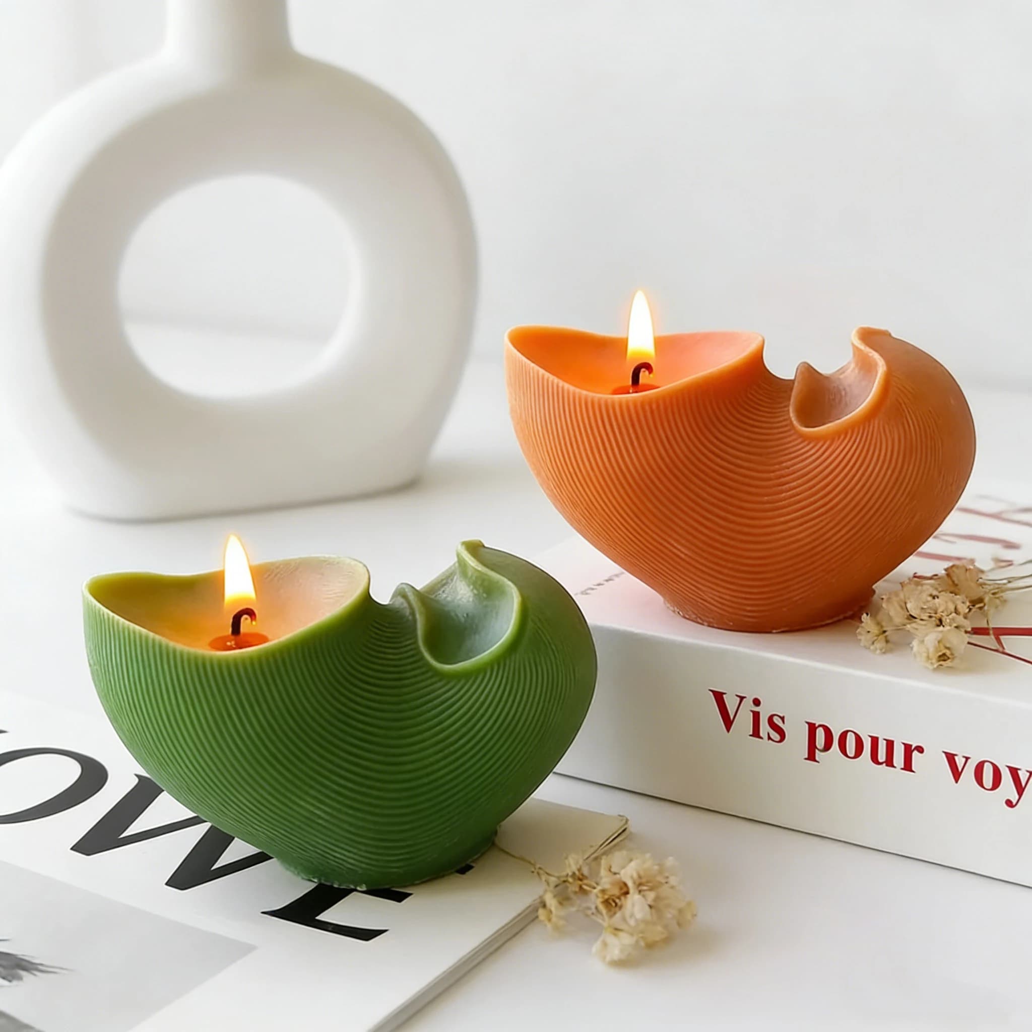 Stampi per candele in cera siliconica a strisce geometriche scanalate ondulate estetiche Decorazioni per la casa Stampo per candele a costine sculture uniche