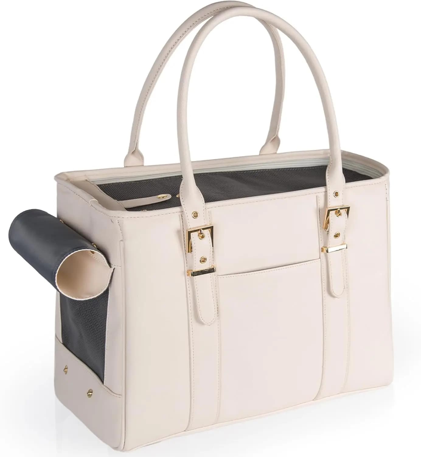 Borsa da trasporto morbida per cani e gatti, omologata per il trasporto aereo, bianca, elegante e ventilata