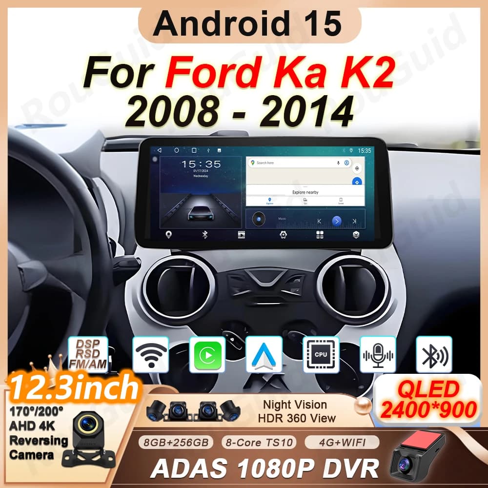 Android 15 Car Radio For Ford Ka K2 2008 2009 2010 2011 2012 2013 2014 Carplay Multimedia Video Player GPS Navigation Car Stereo
