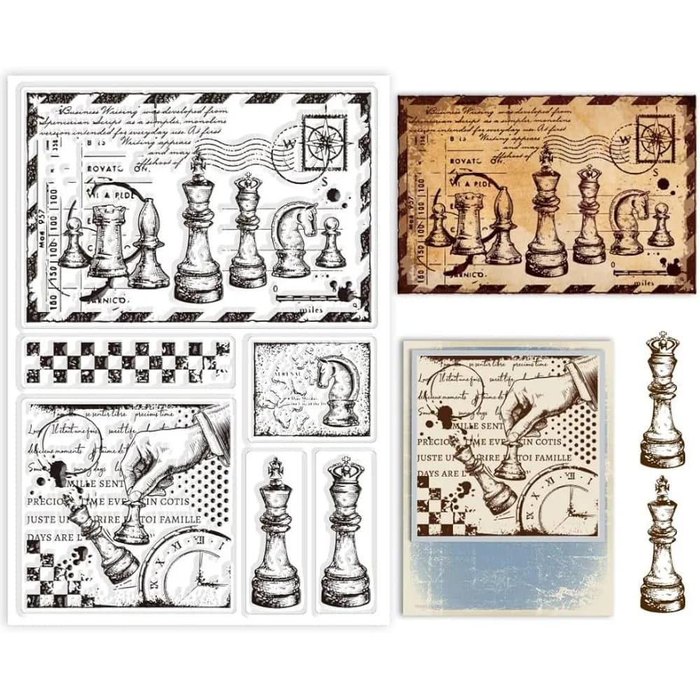1PC Scacchi Timbri Trasparenti per Scrapbooking Fai da Te Scacchiera Timbri in Silicone Sigilli Timbri Trasparenti per Carte Creazione di Album di Foto