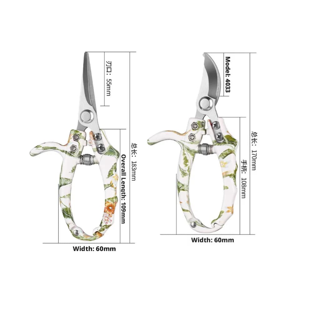 Forbici da Giardinaggio in Acciaio Inox 3Cr13, Cesoie per Raccolta Frutta, Forbici per Rami di Fiori, Impugnatura Antiscivolo Ergonomica, Set di Forbici da Giardinaggio