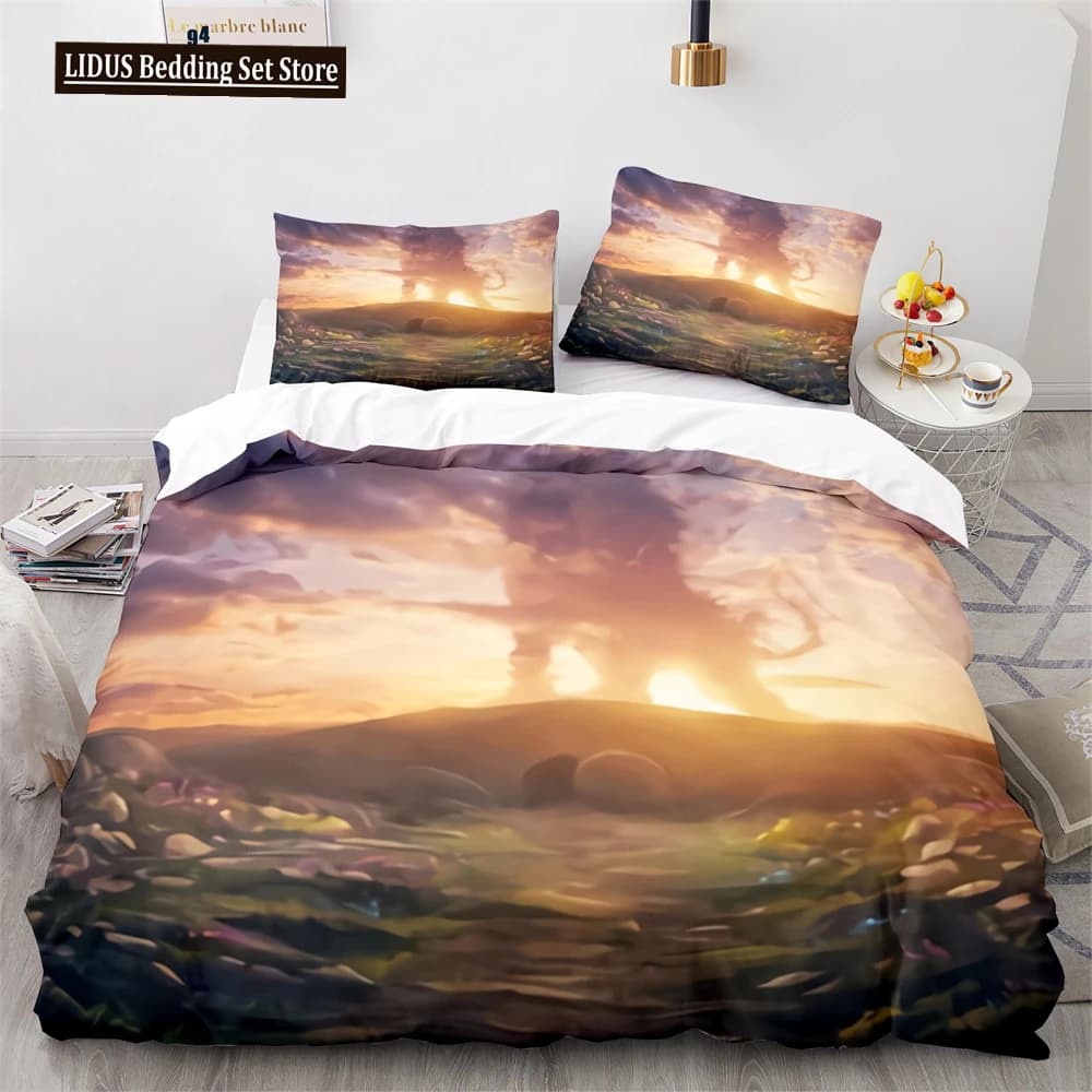 Lion Duvet Cover Set 3D Print Wild Animal Under Sunshine King Queen Size For Teens Kids Bedding Set Polyester Comforter Cover