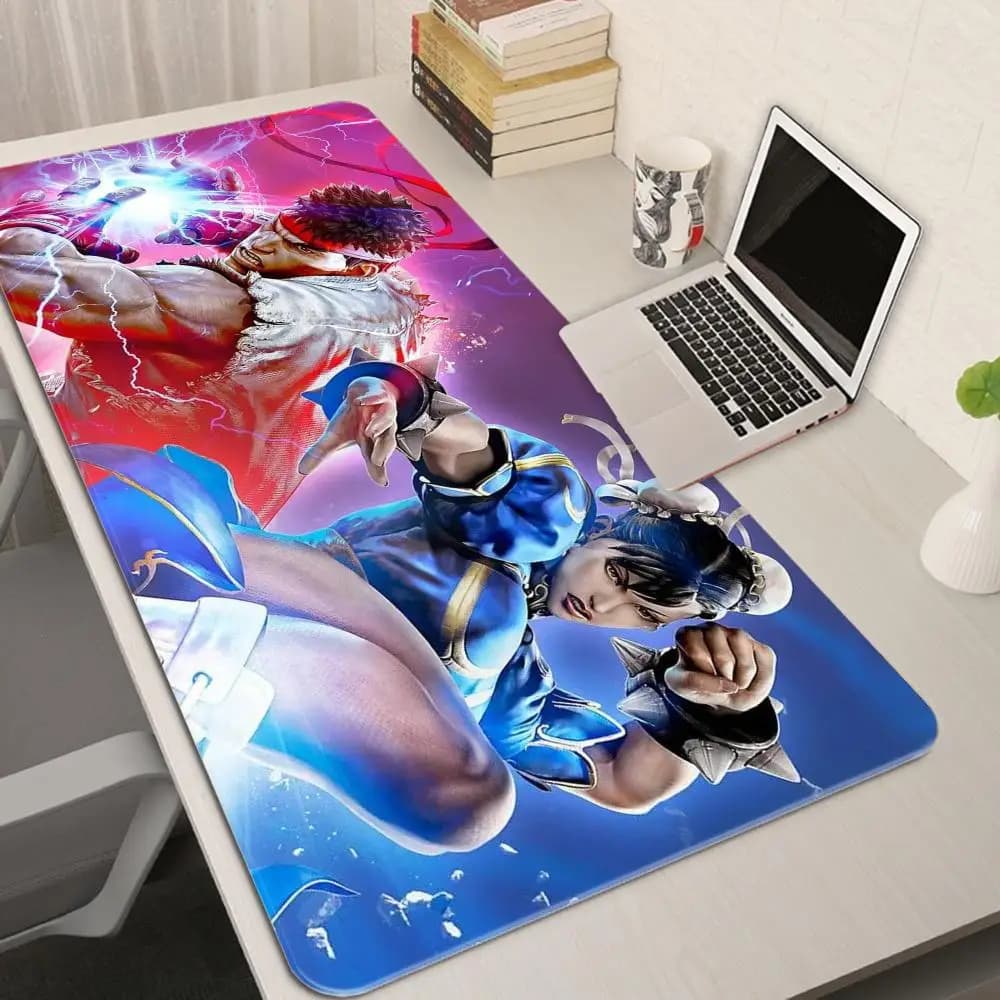 Tappetino per Mouse tappetino per mouse in gomma di grandi dimensioni con bordo di blocco computer gamer HD Street Fighter printing Pad per tastiera