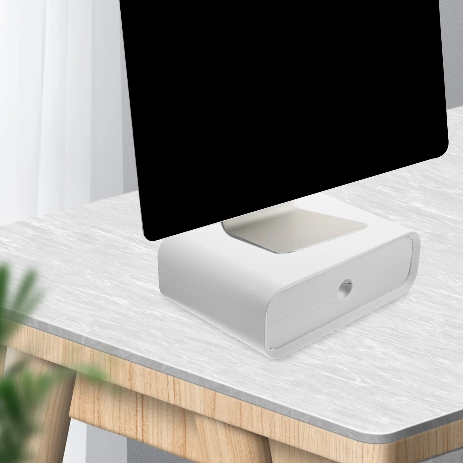Supporto per Monitor con Rialzo, Scaffale Portaoggetti da Scrivania in Acrilico, Cassetto Scorrevole, Rialzo per Computer, Antiscivolo, per Ufficio