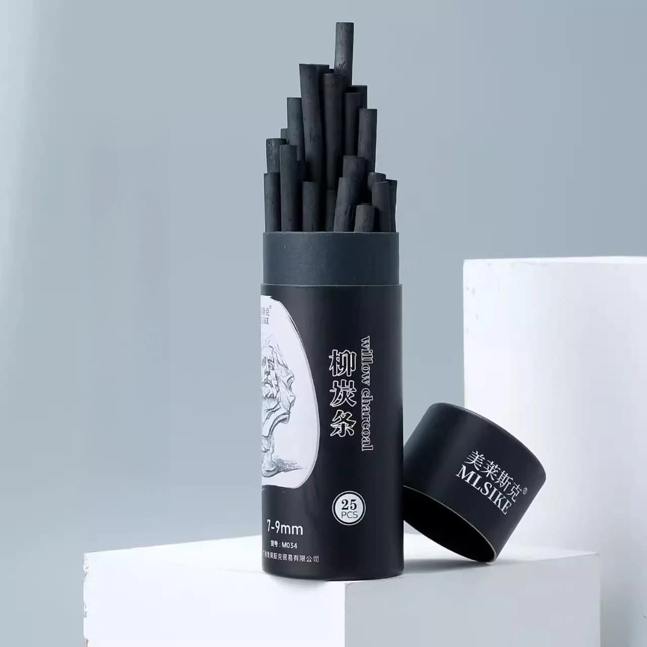MLSIKE Charcoal Sticks Willow Charcoal Bars Soft Willow Charcoal Pen for Drawing Sketching Shading Artists Beginners Supplies